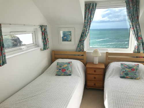 Overcliff   Bedroom  three with sea Views over the entrance to Port Isaac Harbour - Self Catering Accommodation - Port Isaa
